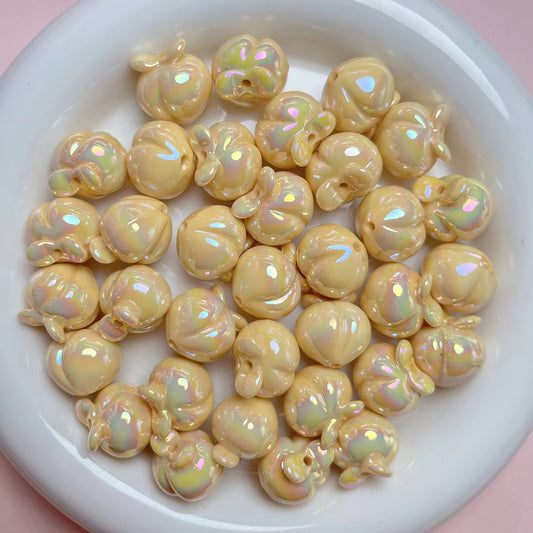 BBB 354 (d) Beige Fruit peach Shiny Bead ( 1 pc ) UV Plated Acrylic ( 16 mm )