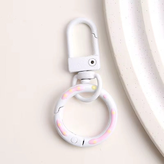 BBB 233 (i) White Candy baked paint Donut Buckle O Ring Keychain Clasp ( 1 pc ) Spring Clasp Key Ring ( 5.1:2.4 cm ) High Quality Alloy