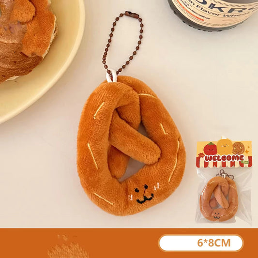 PK 29 Pretzel Cute Food 3D Plush Toy Keychain ( 1 pc ) Imported Premium Quality