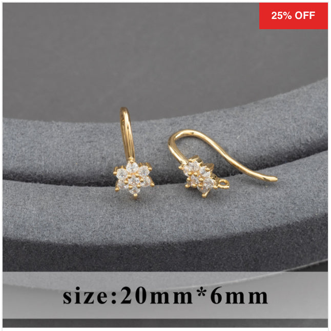 SS 900 Zircon crystal hooks ( 2 pc ) Anti tarnish