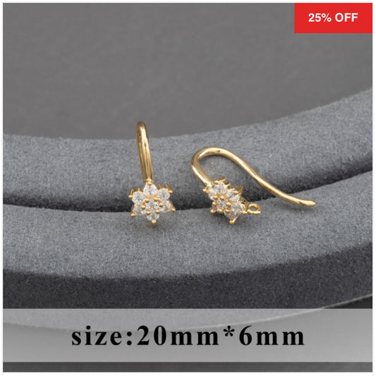 SS 900 Zircon crystal hooks ( 2 pc ) Anti tarnish