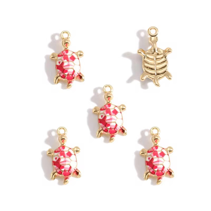 BBB 358 (b) Turtle Ocean enamel Connector charm ( 1 pc ) High quality shine ( 14:24 mm )