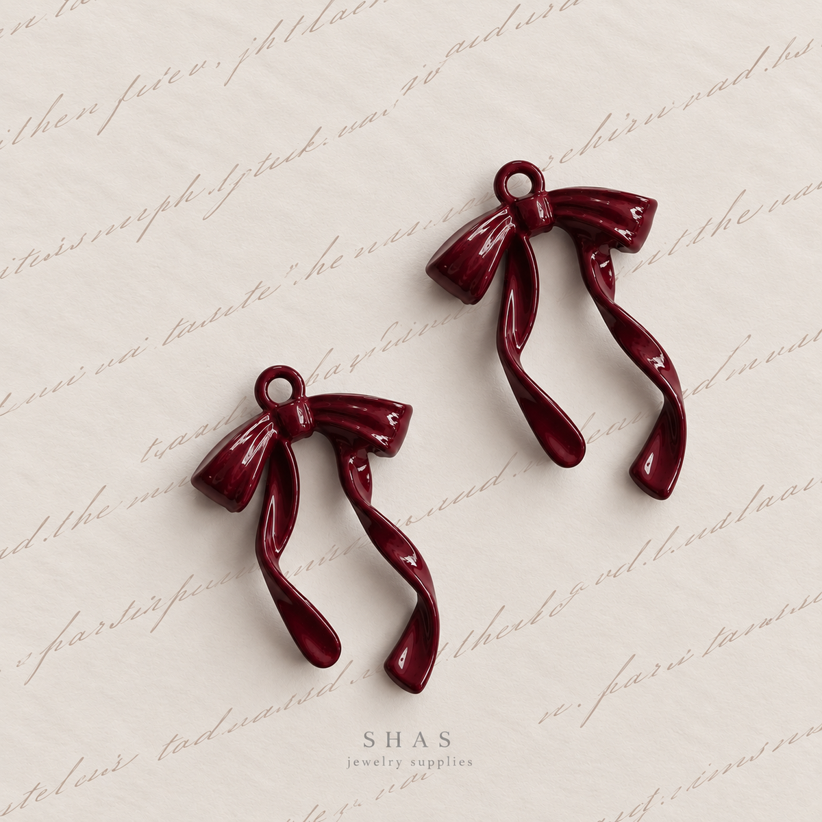 AC05T Classic Bow Burgundy Y2K Charm ( 1 pc ) High Quality Alloy