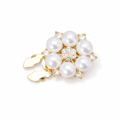 BBB 320 (f) Pearl Round Gold Cufflink Button Cabochon ( 1 pc ) Anti tarnish ( 24 mm )