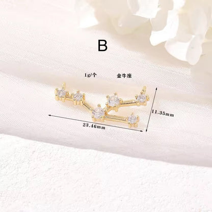 CZ 2383 Constellation singns Zircon 14k gold plated charm ( 1 pc ) - anti tarnish