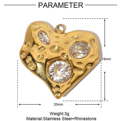 SS 2702 Heart Vintage Zircon charm 18k Gold plated 316 stainless steel ( 1 pc ) Anti tarnish