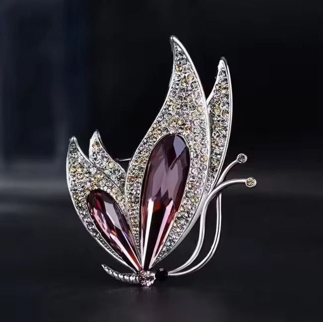 BR 88 purple crystal butterfly Zircon Brooch ( 1 PC ) Anti Resistant