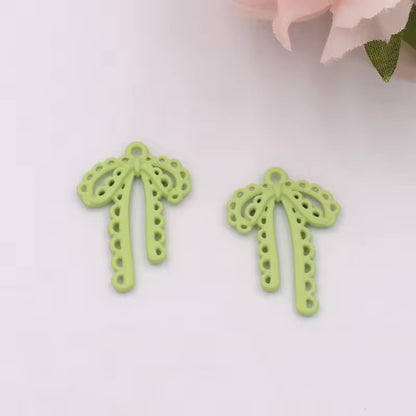 BBB 342 (h) Light Green Bow Spray painted Charm ( 1 pc ) High Quality Alloy ( 28:20 mm )