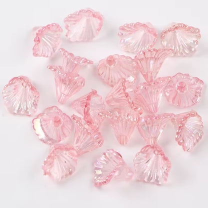 BBB 186 (d) Light Pink Transparent Trumpet Flower Acrylic Bead ( 1 pc ) ( 11:12 mm )