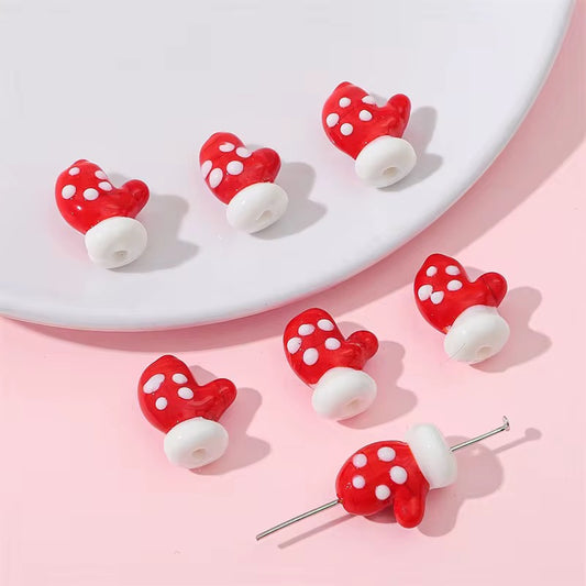 BBB 254 (d) Christmas Gloves Hand painted glass bead ( 1 pc ) Big Lampwork Bead ( 14:18 mm )