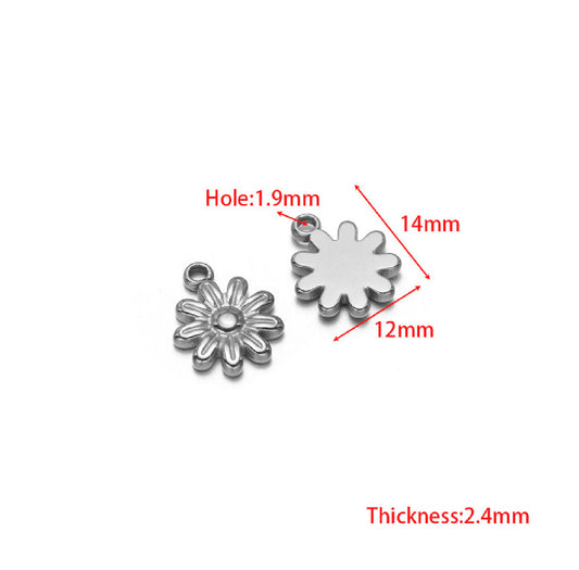 SS 2913 Sunflower Charm Silver plated stainless steel ( 1 piece ) Anti tarnish