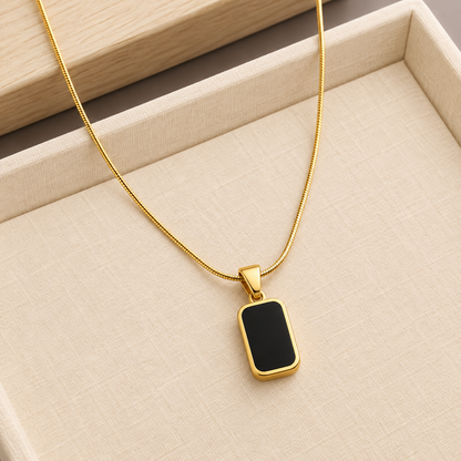 NSJ48E Double sided Rectangle Snake Necklace 18k Gold PVD plated