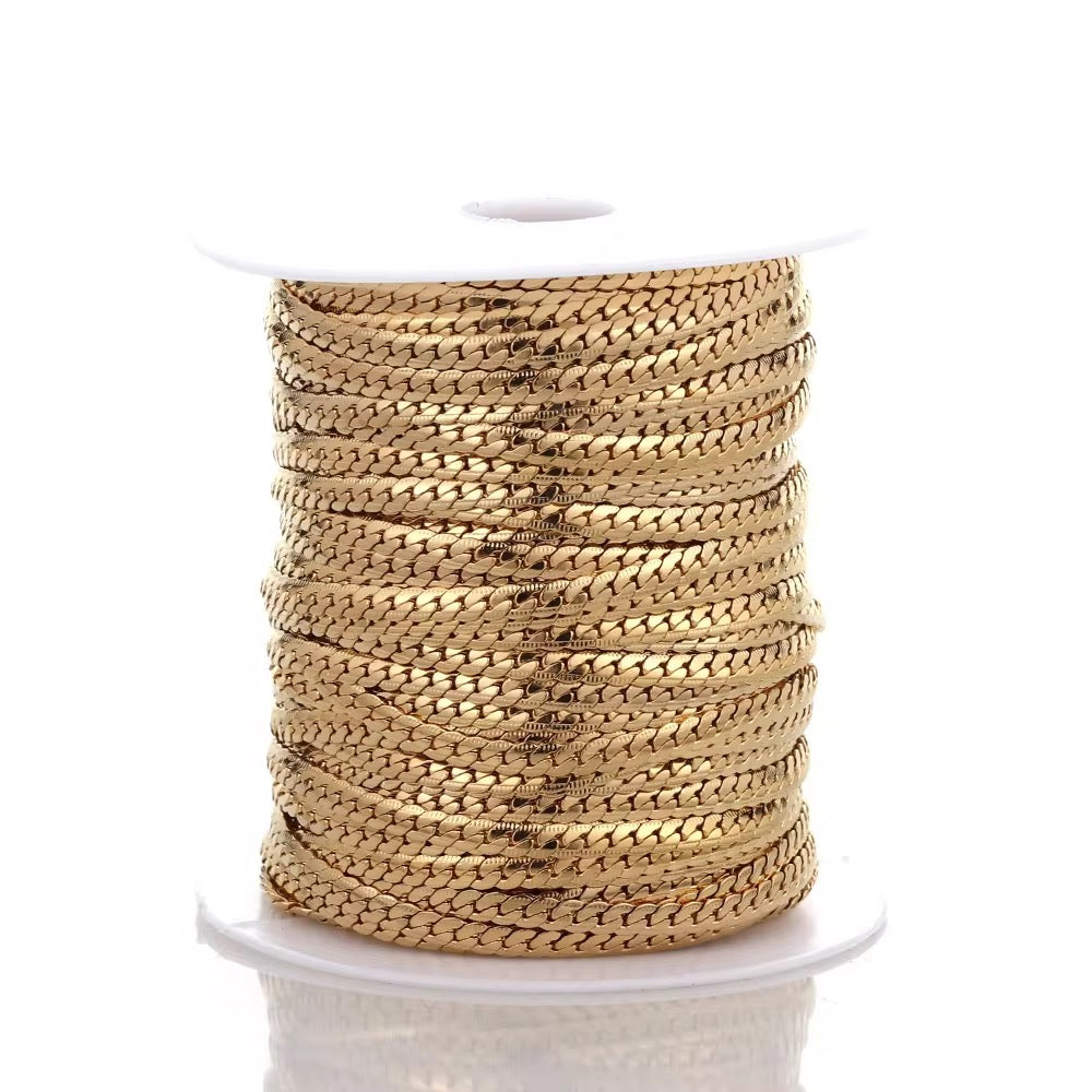 DIYS291 Wide Crypto chain Gold ( 1 feet ) 18k Gold PVD