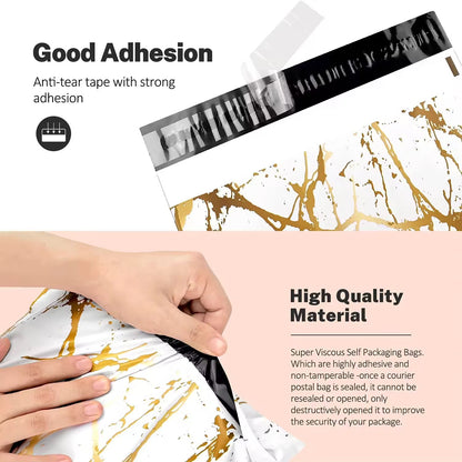 Thank You Marble Poly Mailer Bag -  Waterproof & Double Sided - Designer Premium Packaging ( 10:13 inch )