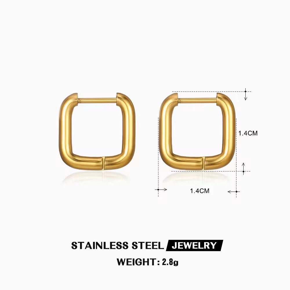 ESJ25A square Hoops 18K gold pvd plated