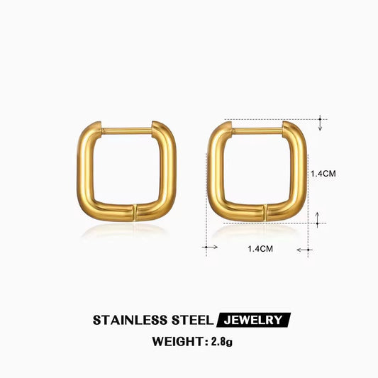 ESJ25A square Hoops 18K gold pvd plated