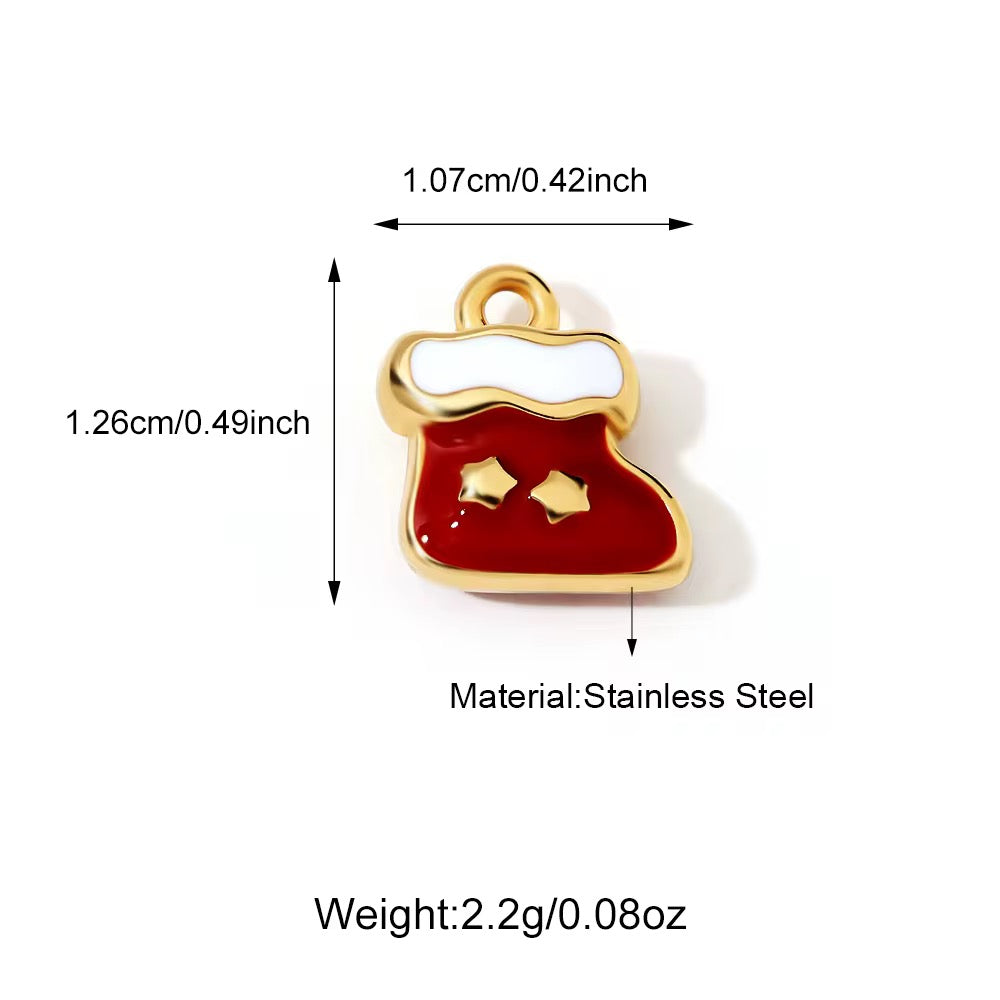SS 1148 Christmas Socks Charm 18K Gold PVD plated stainless steel ( 1 piece ) Anti tarnish ( 13:10 mm )