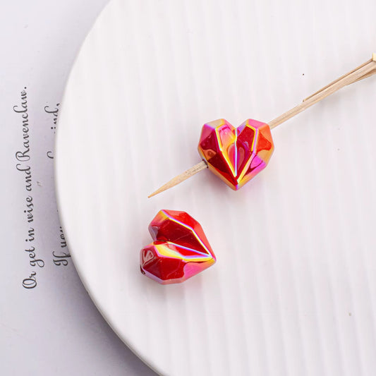 BBB 212 (d) Red Heart 3D Acrylic bead ( 1 pc ) UV Plated ( 20:21 mm )