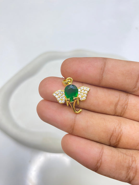 SS 2644 Elephant Zircon Pendant  CZ gold plated ( 1 pc ) anti tarnish
