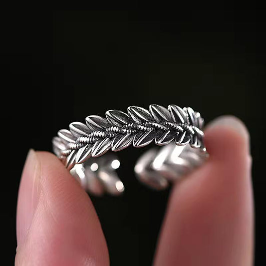 RSJ16A Leaf ring - Sliver 925 PVD plated stainless steel - Anti tarnish