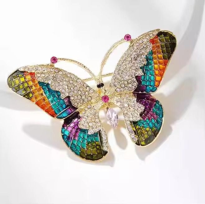 BR 09 Multi colour Butterfly Zircon Brooch pin 
( 1 pc ) Tarnish Resistant