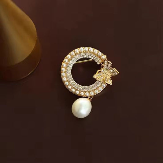 BR 94 Butterfly circle Zircon Brooch ( 1 PC ) Anti Resistant