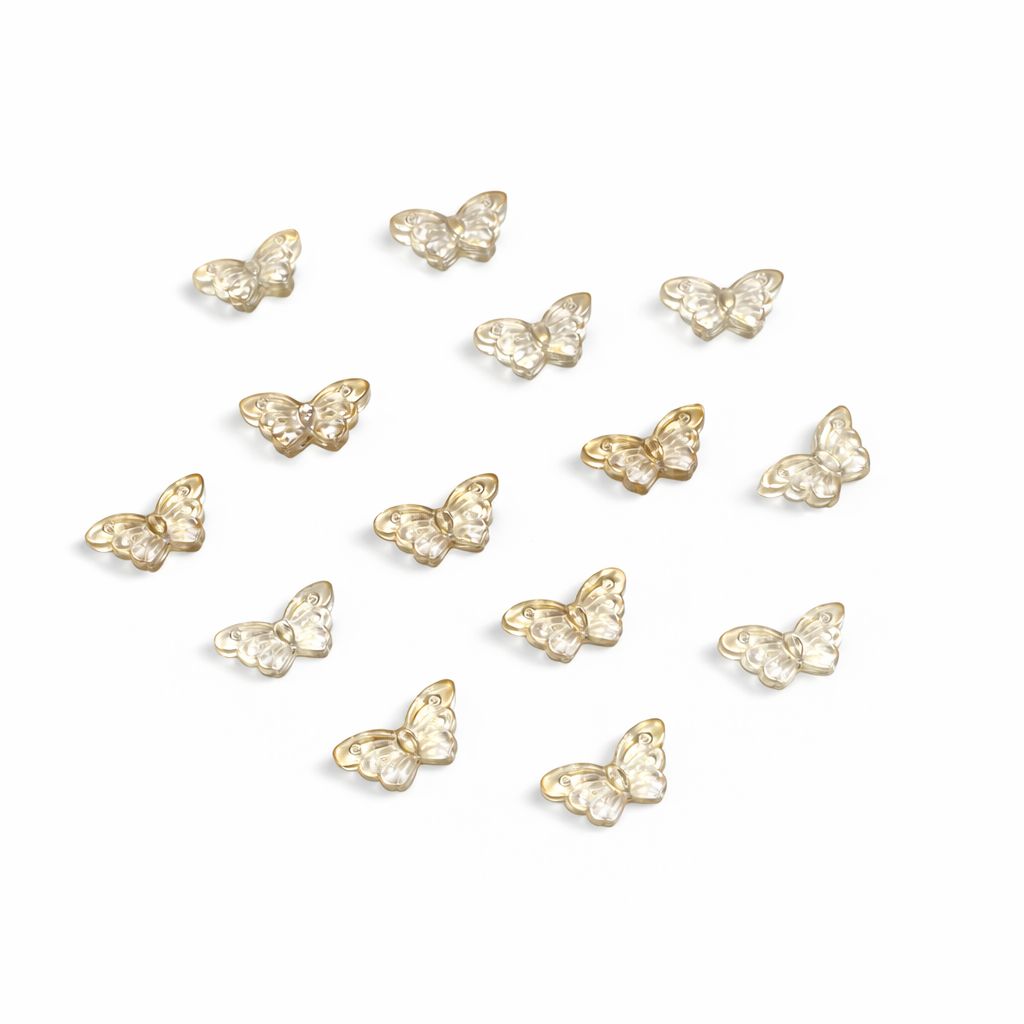 BBB 298 (c) Golden Clear Butterfly glass bead ( 1 pc ) Lampwork Bead ( 15 mm )