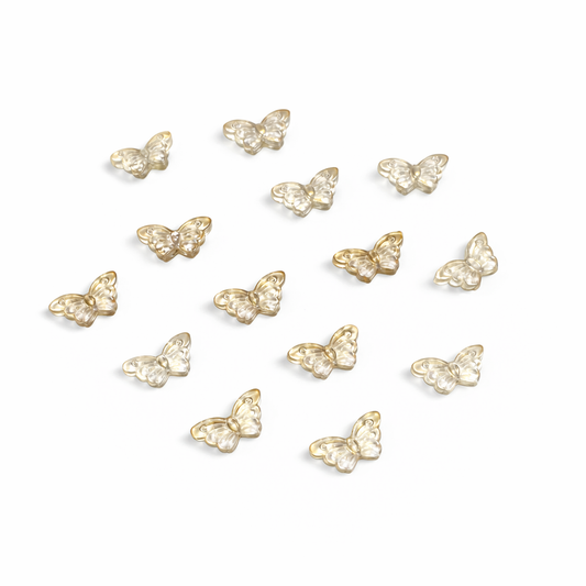 BBB 298 (c) Golden Clear Butterfly glass bead ( 1 pc ) Lampwork Bead ( 15 mm )