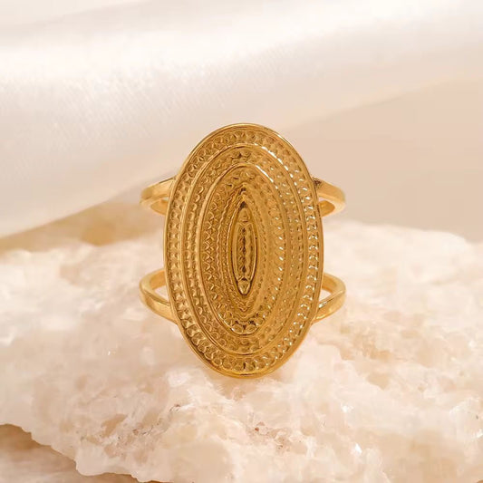 SJ 601 Oval Modern Ring adjustable - 18k Gold PVD plated stainless steel - Anti tarnish