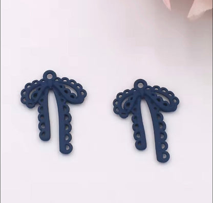 APC04X Bow Spray painted Charm ( 1 pc ) High Quality Alloy ( 28:20 mm )
