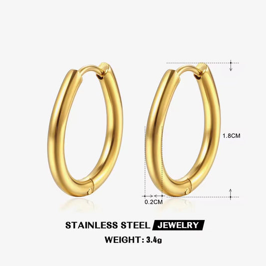 ESJ25D Oval Hoops 18K gold pvd plated