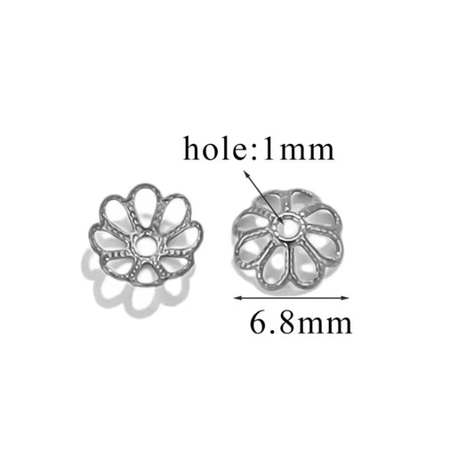 SS 2829 Floral Bead Cap Silver plated stainless steel ( 1 pc ) anti tarnish