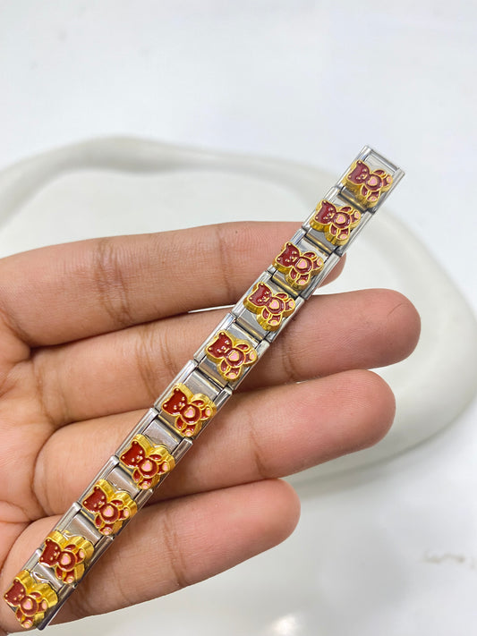 IC 11 Bear italian charm bracelet - stainless steel ( 1 pc ) Anti tarnish