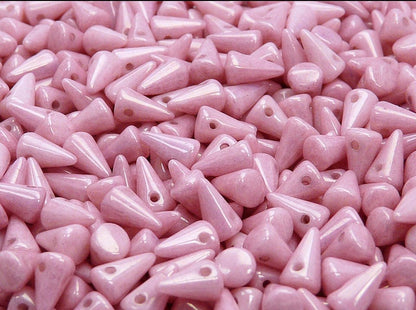 BBB 113 (B) Czech Pressed Glass Spike Beads Opaque Light Rose Ceramic Look - (1PC)