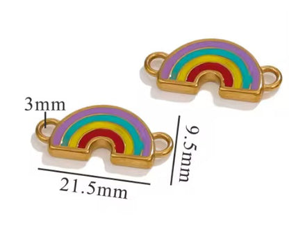 SS 2698 Rainbow Connector charm 18k Gold plated 316 stainless steel ( 1 pc ) Anti tarnish