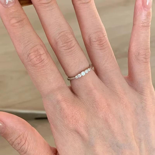 RSJ16D simple stone ring - Sliver 925 PVD plated 316 stainless steel - Anti tarnish