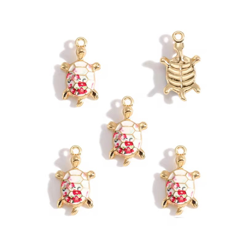 BBB 358 (f) Turtle Ocean enamel Connector charm ( 1 pc ) High quality shine ( 14:24 mm )