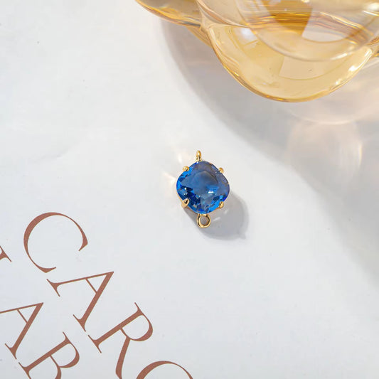 BBB 204 (K) Transparent Blue square Zircon Connector 14k gold plated ( 1 pc ) - anti tarnish