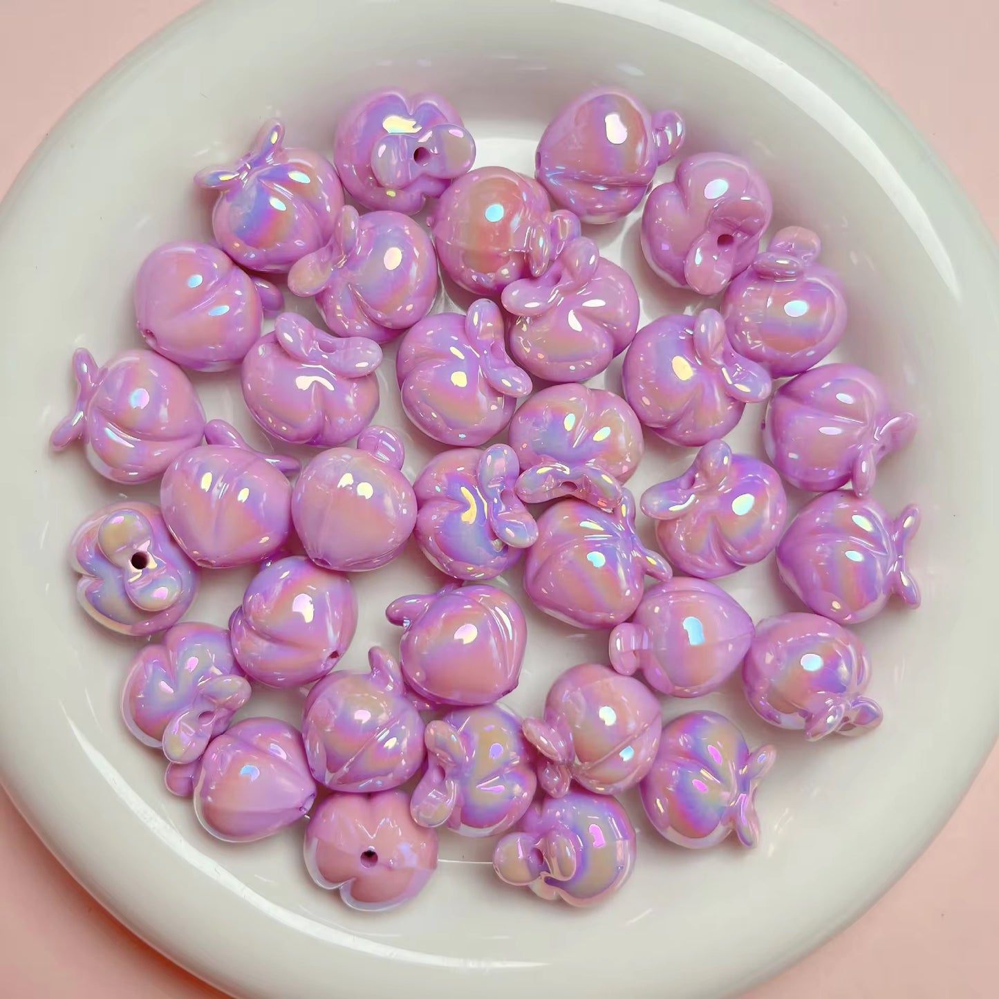 BBB 354 (b) Light Purple Fruit peach Shiny Bead ( 1 pc ) UV Plated Acrylic ( 16 mm )