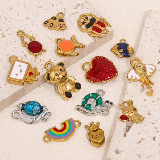 SS 2699 Cute Girl charm 18k Gold plated 316 stainless steel ( 1 pc ) Anti tarnish