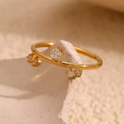 RSJ03G Dainty Zircon Minimalistic Ring - Premium 18k Gold PVD plated 316 stainless steel - Anti tarnish