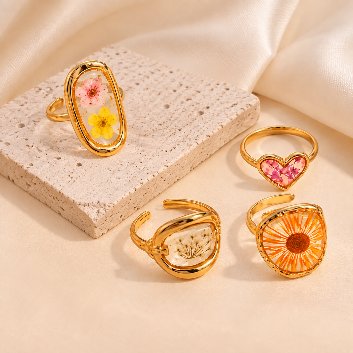 RSJ35A Blossom keepsake Rings 18k Gold PVD plated