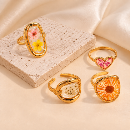 RSJ35A Blossom keepsake Rings 18k Gold PVD plated
