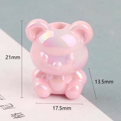 BBB 022 (e) Light Pink Cute Bear shiny luminous Acrylic bead ( 1 pc ) UV Plated ( 17:21 mm )