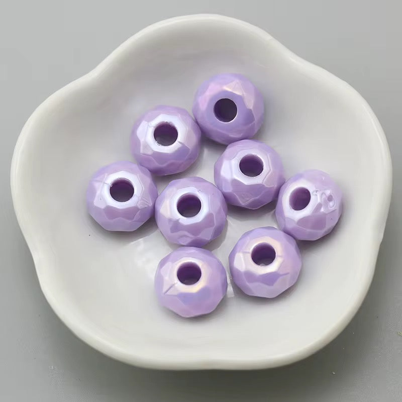 BBB 237 (i) Light Purple Big Faceted Rondelle Luminous Shiny Bead ( 1 pc ) UV Plated Acrylic ( 14 mm )