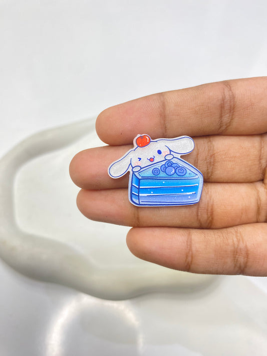 BBB 088 (g) Cinnamoroll with a slice of blueberry cake flat acrylic charm ( 1 pc )