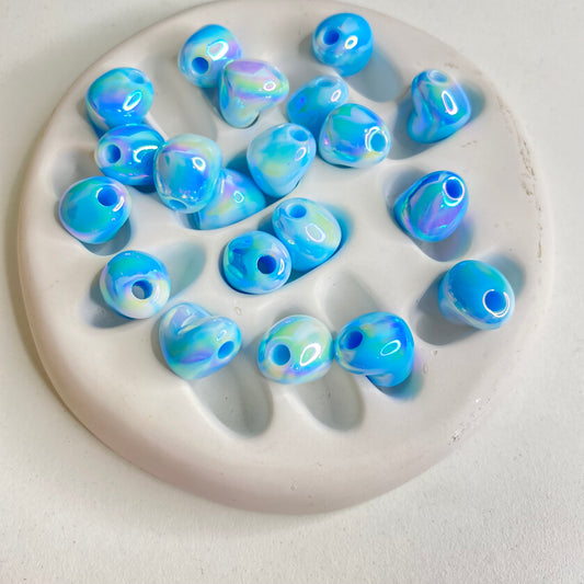 BBB 284 (g) Blue Heart dual Tone Luminous Shiny  Bead ( 1 pc ) UV Plated Acrylic ( 12 mm )