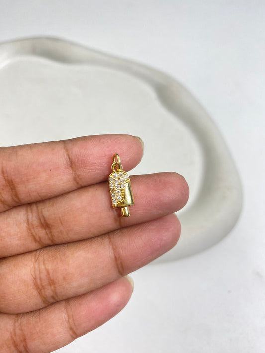 SS 1099 Ice Cream Bar Zircon Charm 14k Gold plated ( 1 pc ) Anti tarnish ( 16:7 mm )