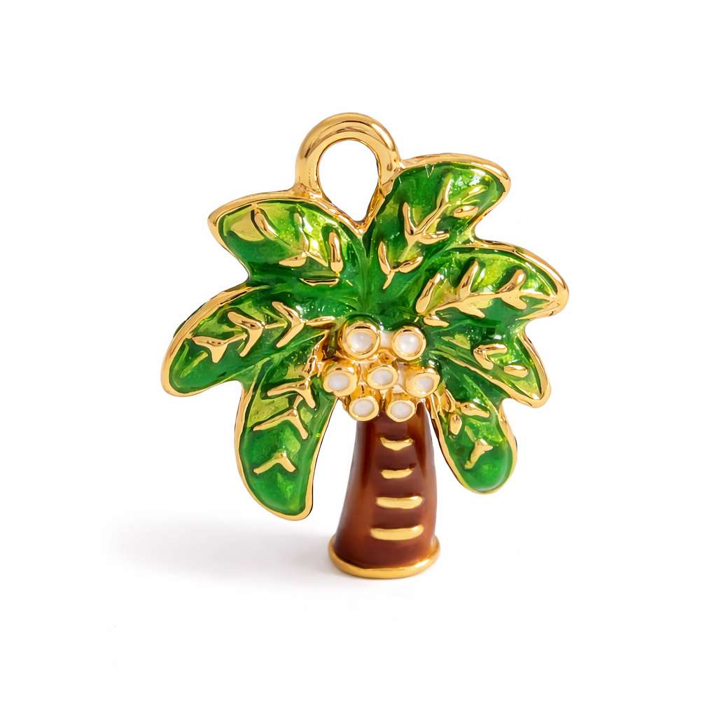 SS 3062 Palm Tree 3D Enamel Charm - 316 SS PVD ( 1 pc ) Premium Collectible | Anti tarnish