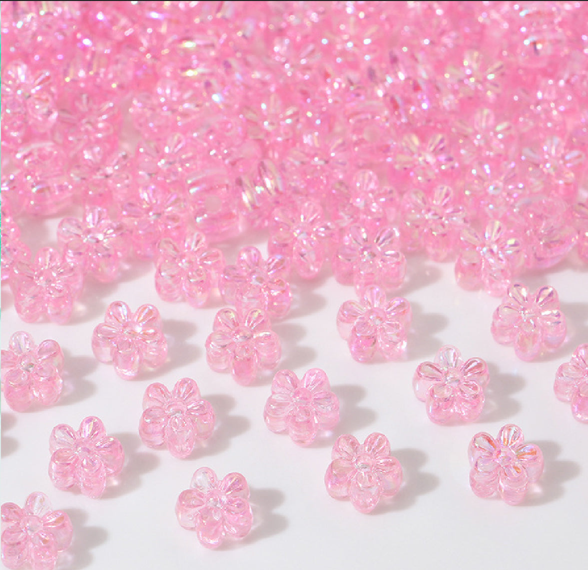 BBB 238 (h) Light Pink daisy flower candy Luminous Shiny Bead ( 1 pc ) UV Plated Acrylic ( 7 mm )